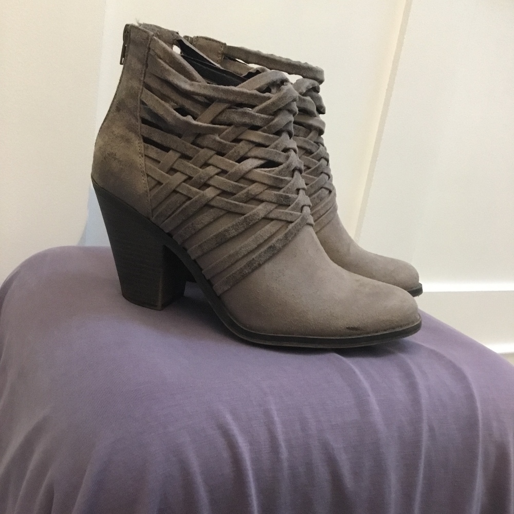 Strappy heeled ankle boots
